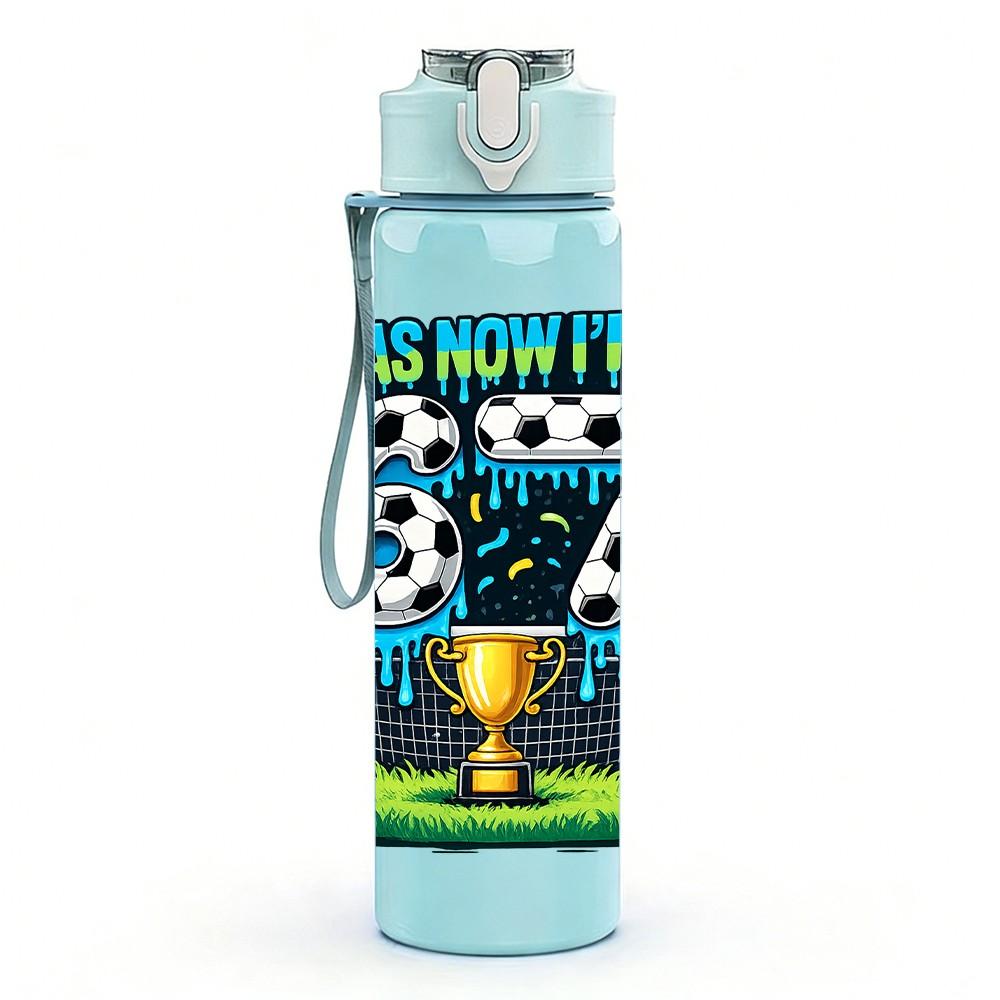 1PC 677 Trophy Sport Badge Print 750ml Color Plastic Sports Water Bottle Leakproof Flip Straw Lid Suitable for Sports Office Home Use