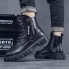 Men's English style motorcycle black men's boots autumn high top tide boots short casual leather boots H574