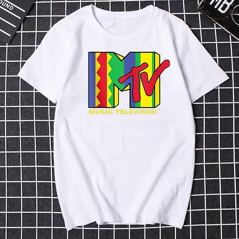 Tricou Retro Bărbați Femei Vintage Rock Hip Hop Tv Vară Mtv Music Television Grafic Top Streetwear Supradimensionat Larg Casual