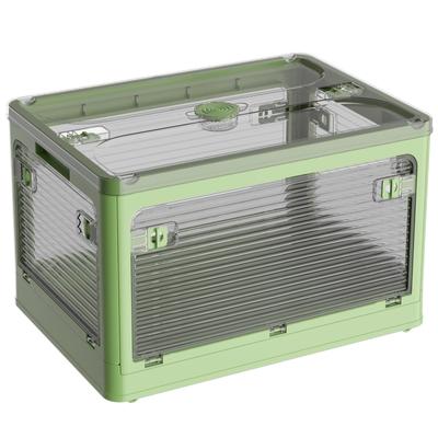 X XUNTAO Folding Storage Box with Lid, Stackable, Accessible from Any Direction, for Clothes, Bedding, and Small Items. Large, Foldable Plastic