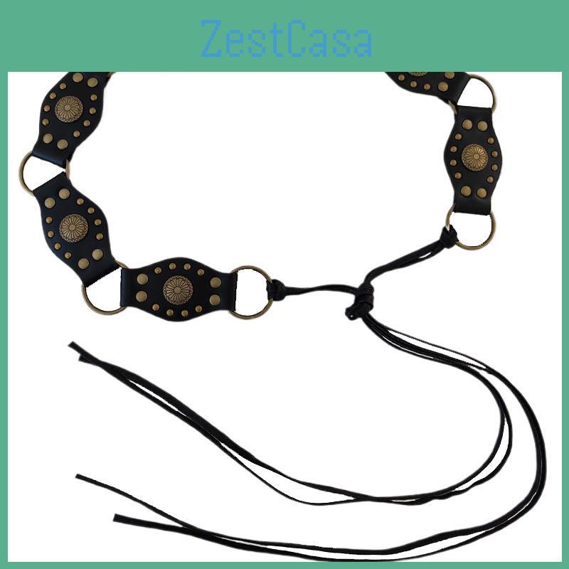 Vintage Spliced Carved Western Style Pu Leather Belt For Women Summer