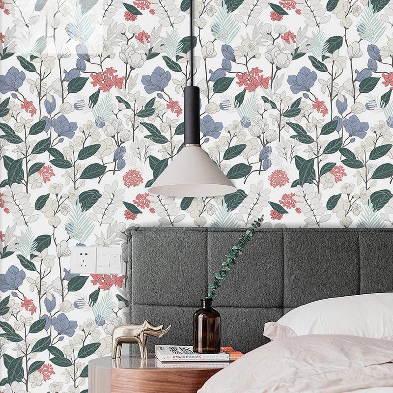 Zesílená PVC Květinová Tapeta Nástěnná Dekorace Vodotěsná Samolepicí Tapeta Dekorace Ložnice a Obývacího Pokoje