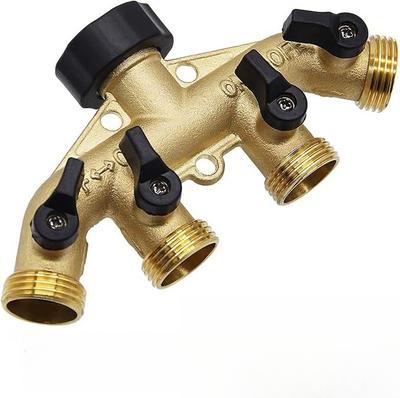 1 Peça Rosca Fêmea 3/4" Latão 4 Vias Divisor de Mangueira de Jardim Tipo Y Conector de Torneira Suprimentos de Irrigação de Jardim