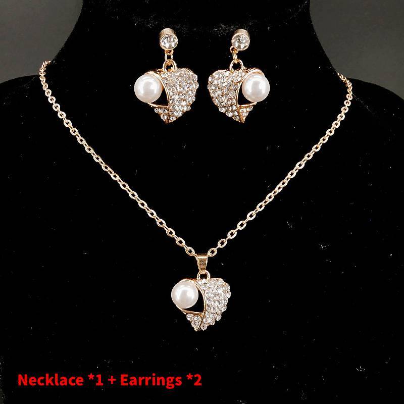Minimalist Jewelry Set With Artificial Pearls And Water Drop Crystals For Women