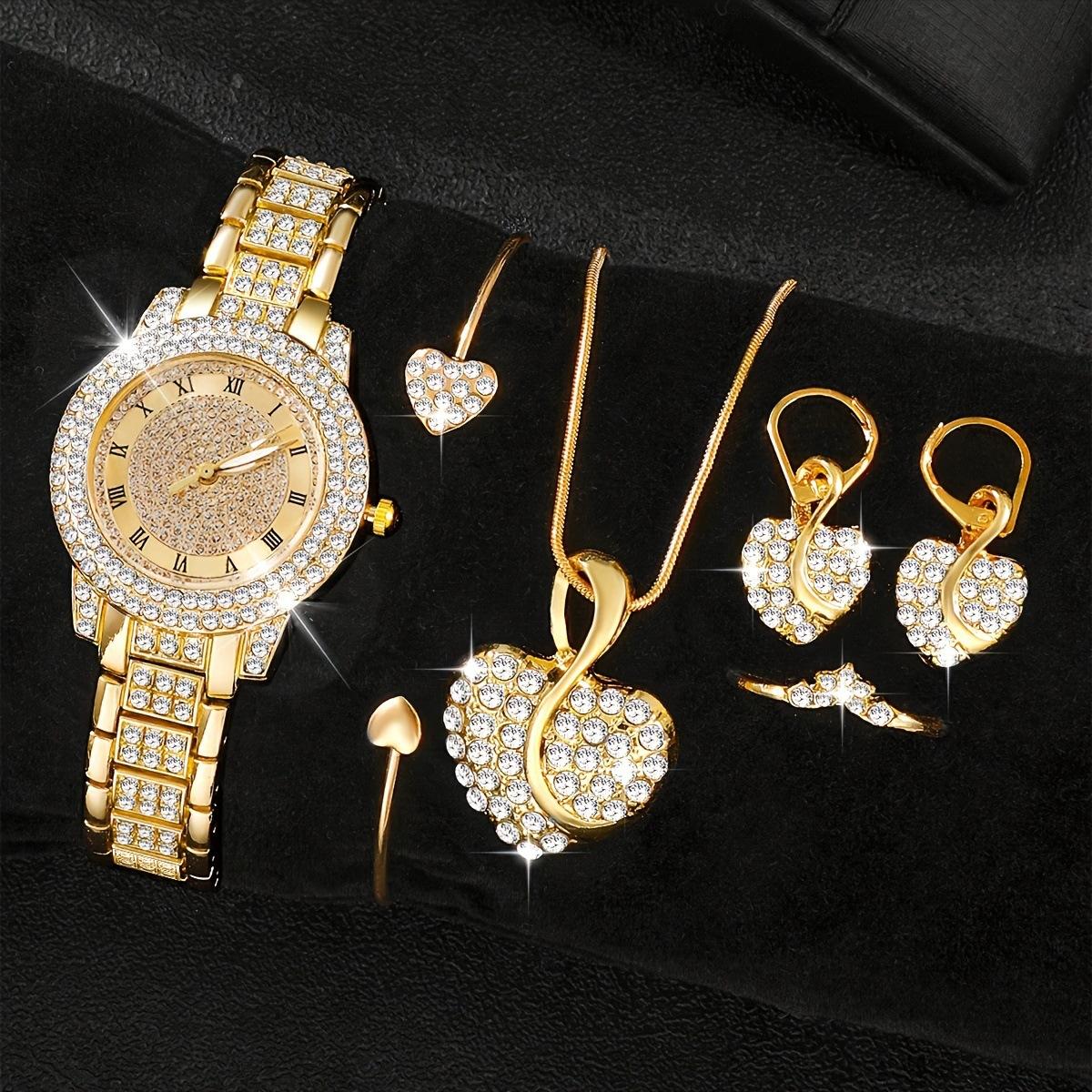 Women S Fashion Temperament Diamond-Encrusted Watch With Cornucopia Roman Quartz Watch Full Of Diamonds Women S Watch