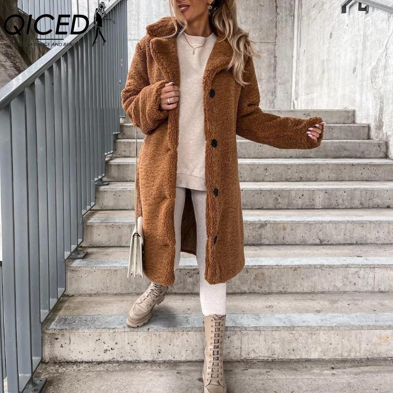 

QICED Женские винтажные повседневные куртки и пальто с принтом «клетка», с длинным рукавом, с воротником поло, на осень-зиму XXXXXL коричневый