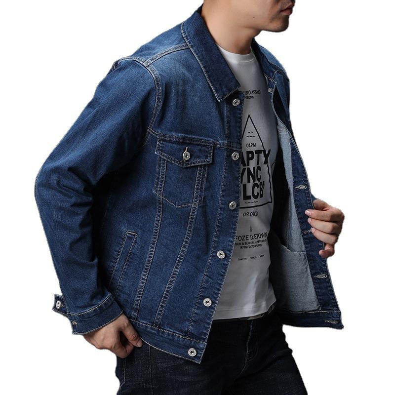 2024 Herbst/Winter Europäische und amerikanische Herren-Trendjacke im Slim Fit, nostalgisch-blaue, personalisierte, modische, einfarbige Jeansjacke