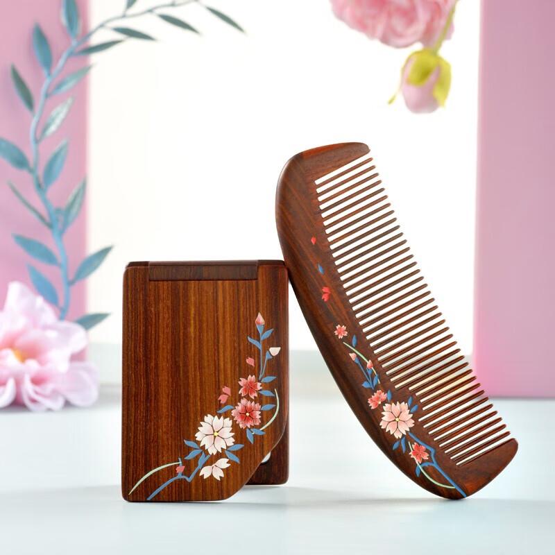 Brązowy zestaw drewnianych grzebieni do masażu włosów Mujiang