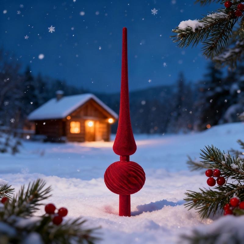 Long Pointed Flocking Plastic Christmas Tree Toppers Portable Easy Setups Festival Ornament for Indoor Decorations