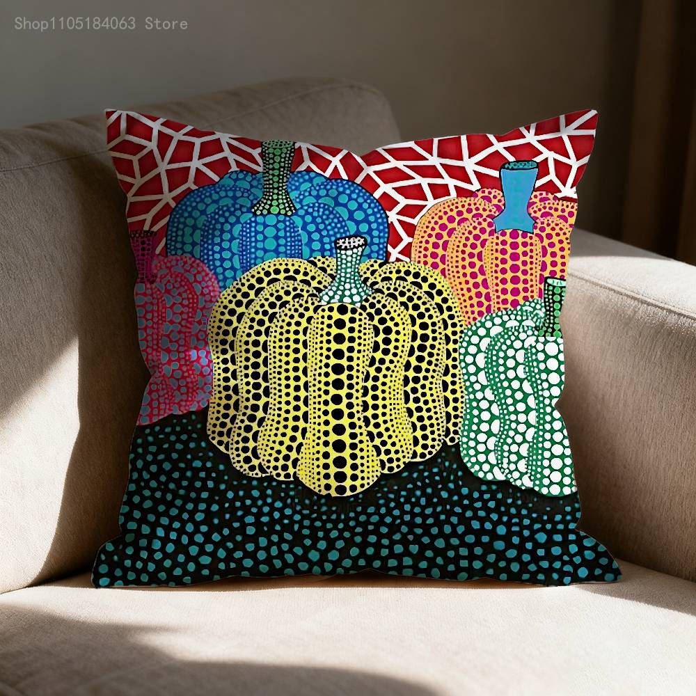 Art Y-Yayoi Pumpkin Polka Pillow Case For Sofa Decor Car Office Room Printing Cushion Cover Decorations and Protector