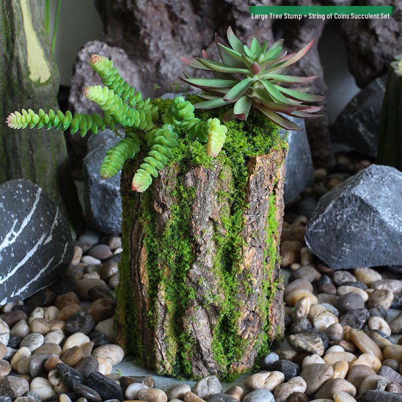 Forest Style Artificial Tree Stump with Moss Bark - Kindergarten and Country Style Decorative Ornament, Perfect for Landscaping or Inserting Flowers.