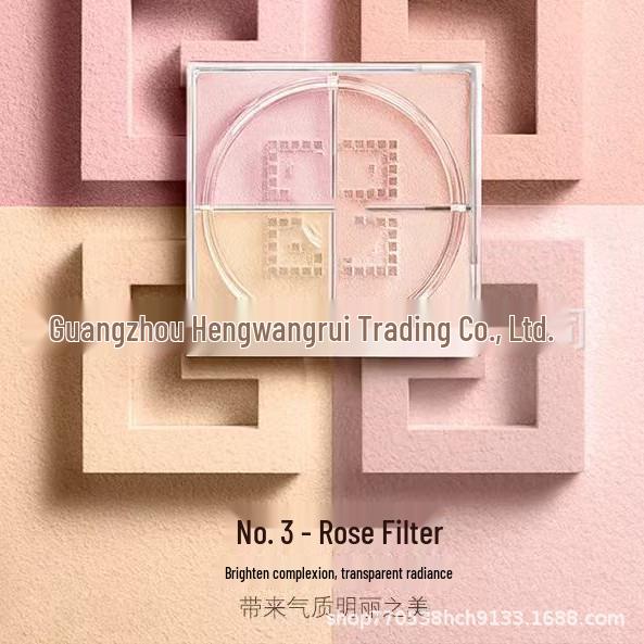 Ji Wan Xi Four-Color Loose Powder: Long-Lasting, Oil-Control, Lightweight Concealer, Pore-Refining Setting Powder.