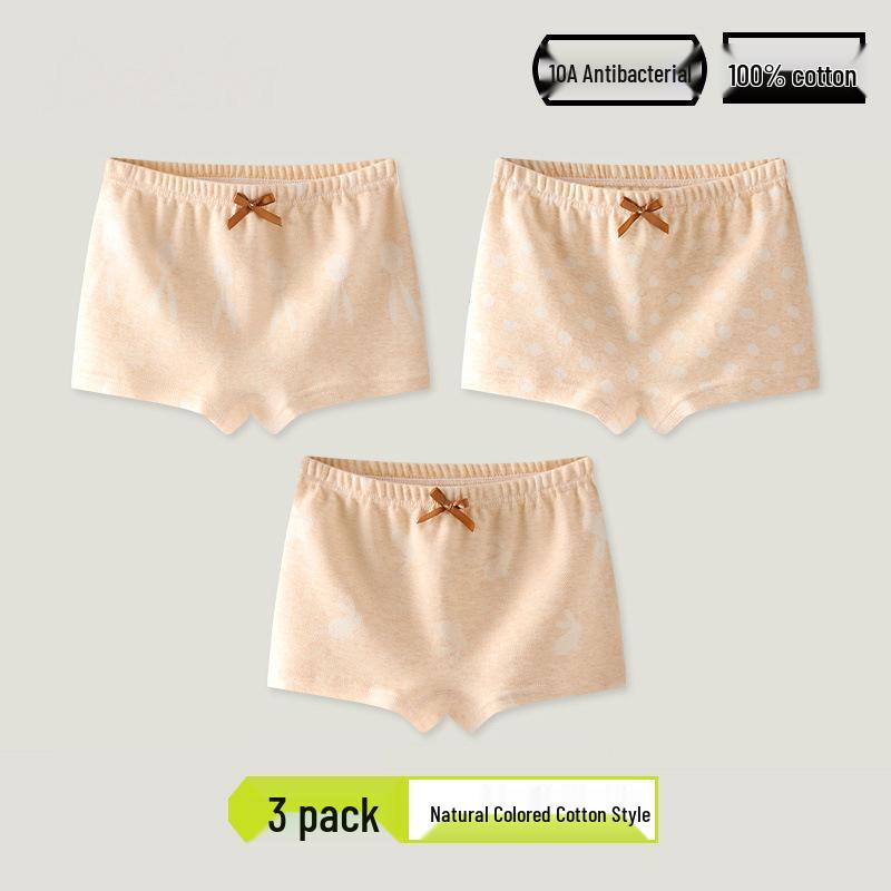 Girls' Cotton Antibacterial Underwear, Size 10A, Extended Crotch, Triangle Design