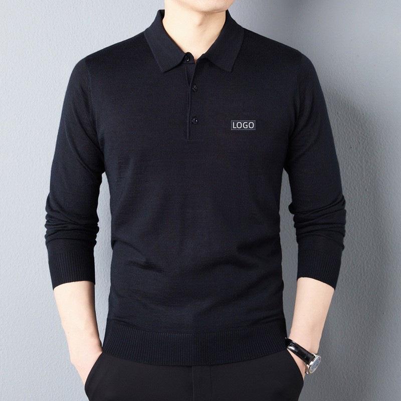 

Men s Dark Blue Wool Winter Duty Sweater - Round Neck, Long Sleeve, Solid Color Base Layer XL