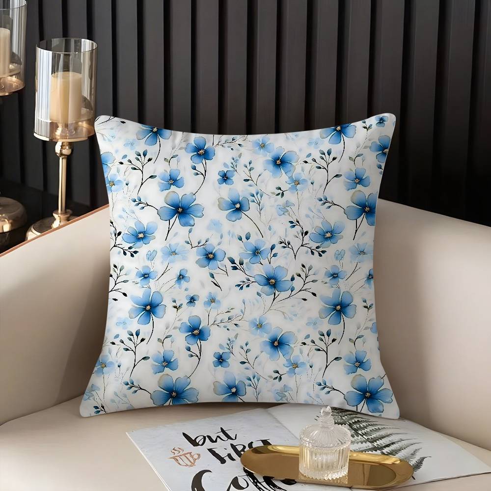 Fashion Small Florals Pillow Case Home Dorm Chair Back Short Plush Double-sided Printing Office Nap Time Cushion Cover