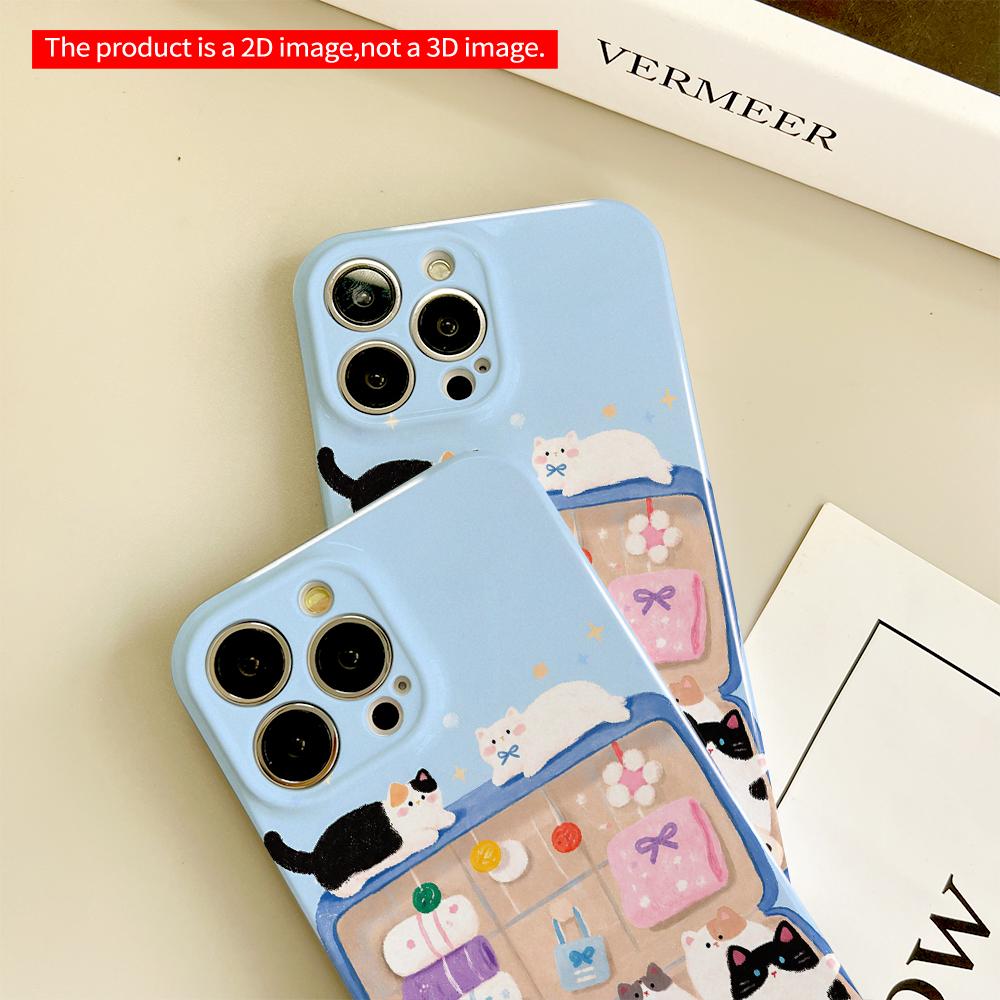 Cute Cats In Blue Suitcase Phone Case All Inclusive Film Hard Phone Case, Compatible with iPhone 18 Pro Max 17 16 15 14 13 12 11
