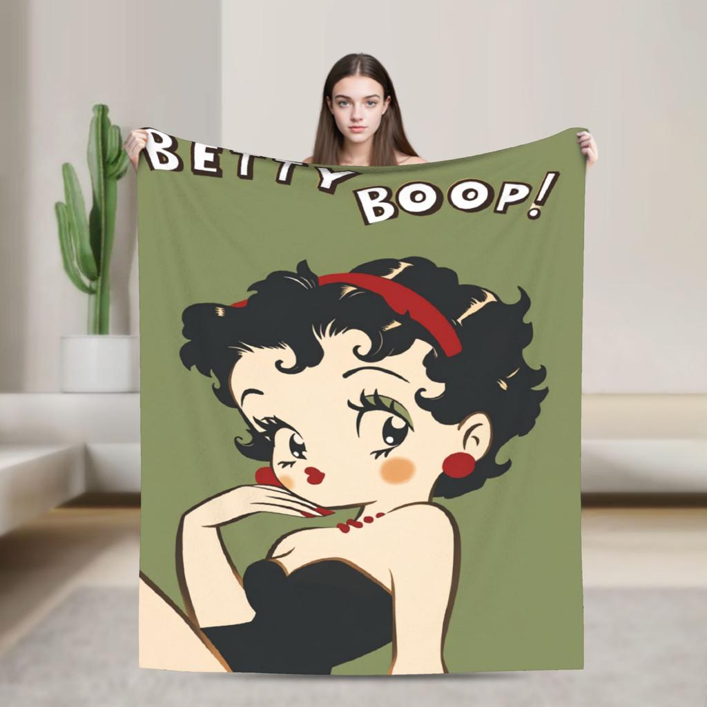 B-Bettys Boops Warm Blanket Kids Plush Throw Blanket Aesthetic Couch Chair Flannel Bedspread Sofa Bed Cover