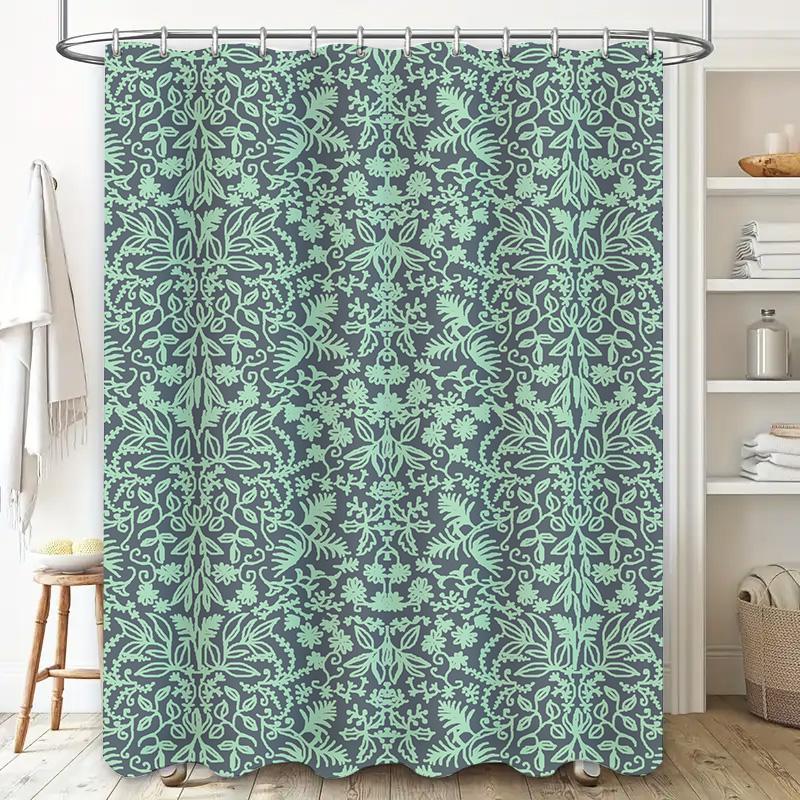 Nature Scene Shower Curtain Dark Green Forest Print With Deer Trees Waterproof Fabric For Bathroom Decor 72 X 78 Inches