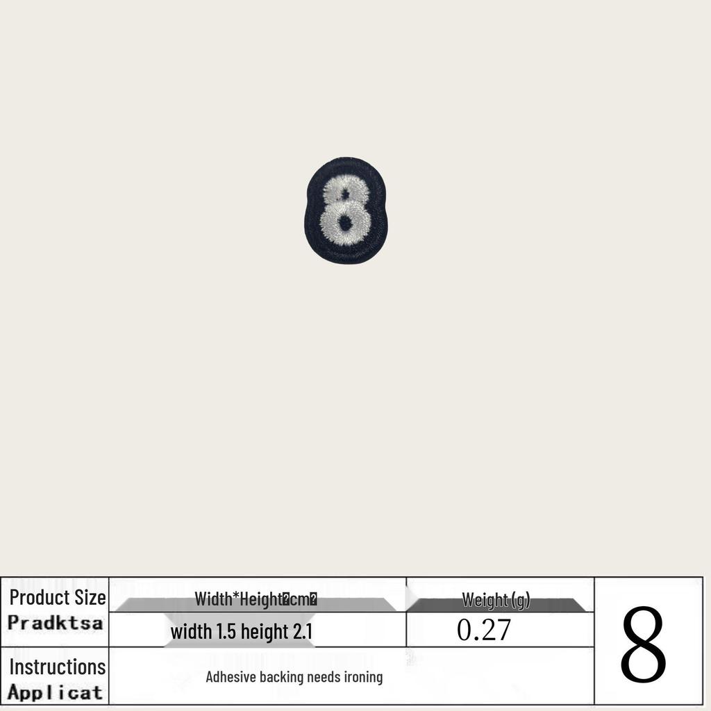 White 0-9 Iron-on Embroidered Number Patches for Clothing