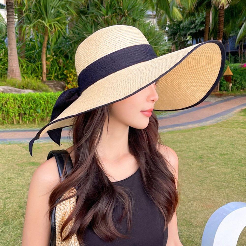 Fashion Oversize Summer Sun Hat Big Brim Sun Protection Straw Hat Travel Casual Bucket Hat for Women