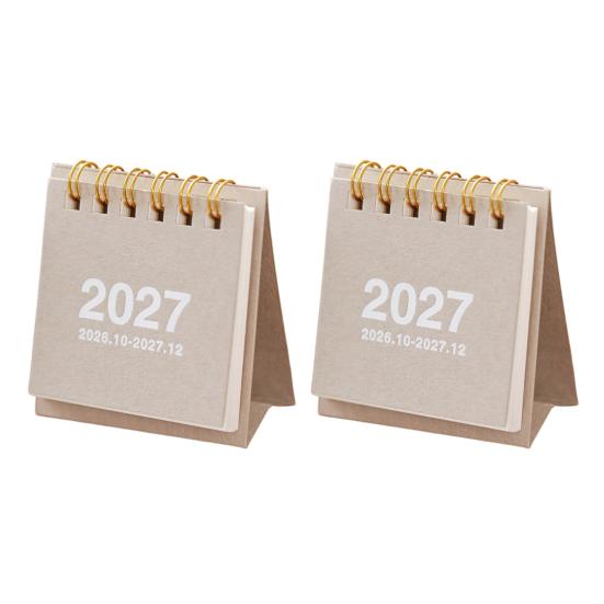 Tragbarer Schreibtischkalender für das Büro, Mini-Schreibtisch 2026-2027, Okt. 2026 bis Dez. 2027, Aufstellbarer Klappkalender, Kleiner funktionaler Planungskalender, 14