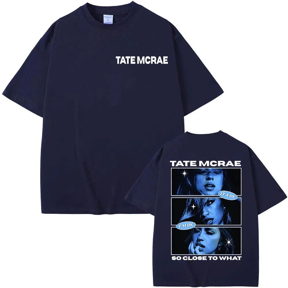 T-shirt Graphique Pop Star Tate McRae Si Proche De Quoi Unisexe Tendance Vintage Surdimensionné Manches Courtes Streetwear