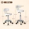 Swivel Stool with Backrest and Wheels Adjustable Chair for Beauty Salon Tattoo Studio 32x40x70-86cm White