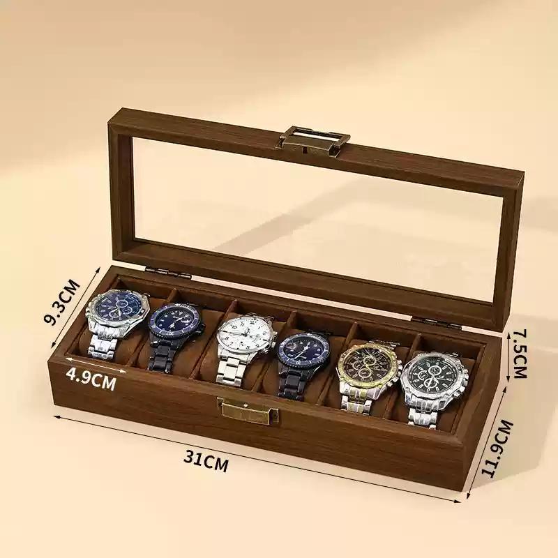Retro Spot Wooden Watch Storage Display Box Black Walnut Collection Box Household 2-digit 4-digit Jewelry Storage Box