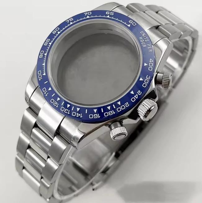 39mm Quartz Chronograph Watch Case Kit with VK63 Movement, 316 Stainless Steel Accessories