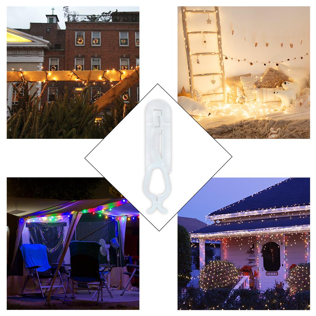 100PCS Light Clips Waterproofing Anti Slip Outdoor Lighting Decoration for Holiday Party White