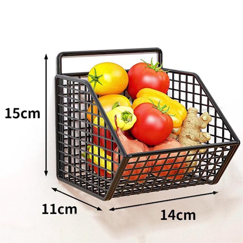 Black Slanted Single Hanging Storage Basket for Kitchen, Bathroom, Organization One Size