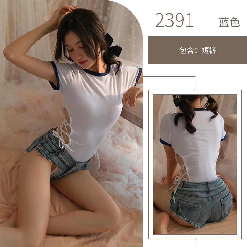 

Сексуальное нижнее белье сексуальные стрейчевые шорты с открытым передом ночной клуб бар заниженная талия принцесса шоу джинсовые шорты One size [wearable weight: within 65kg]