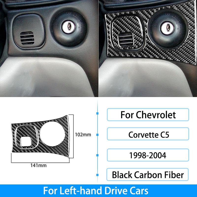 Pentru Chevrolet Corvette C5 1998-2004, fibră de carbon, priză centrală, buton radio, ridicare fereastră, inel pentru chei, decorare pentru capac