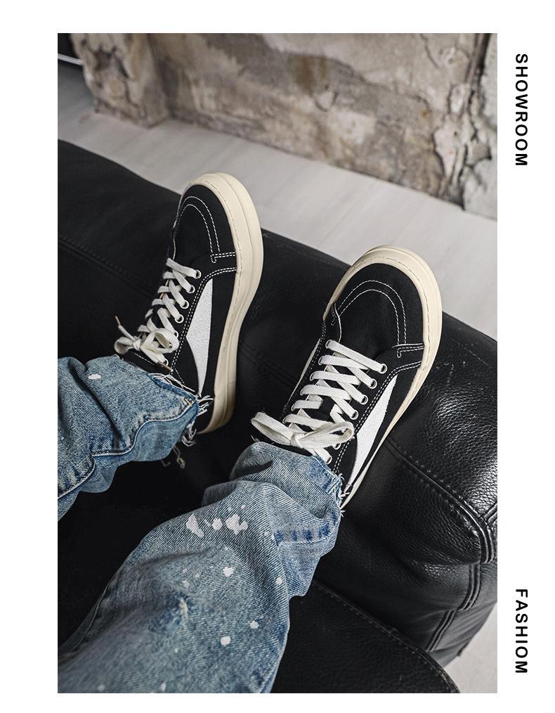 Nischen Herren Retro Style Canvas Sneaker - Invertiertes Dreieck, Dicksohlige, Frühling Höhenverstärkung, Vielseitige Casual Sportschuhe