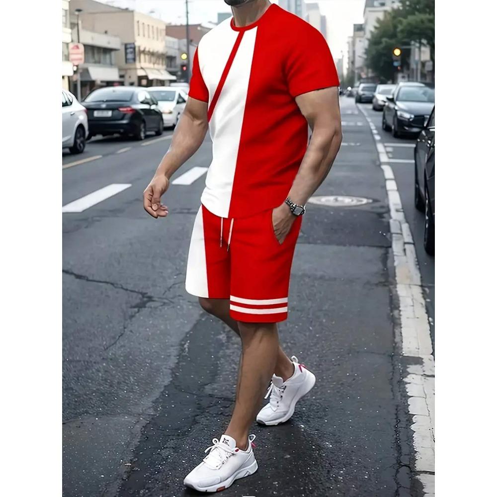 Fashion Casual Men's T-shirt Shorts Set Summer 3D Printed Men's Clothing Daily Elastic Waist Shorts Short Sleeve Set