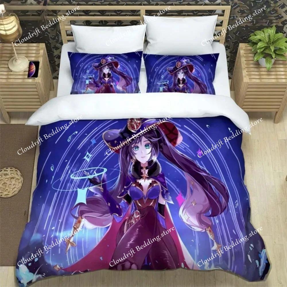 Genshin Impact Duvet Cover Pillowcase Bedding Set Project Anime Girls Bedroom Decoration Children Single Double Large Size
