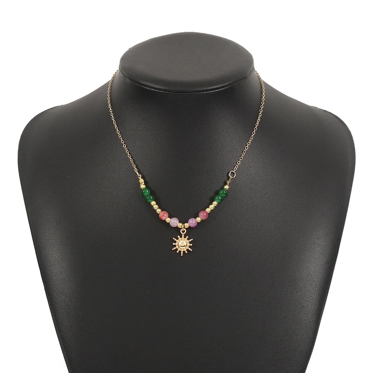 

Vintage Sun Inlaid Pearl Women s Necklace Summer Party Dopamine Colored Glass Beads French Jewelry Gift