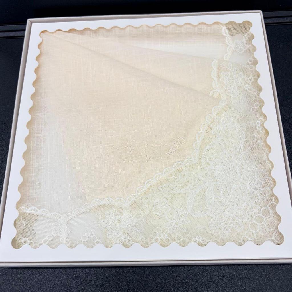 Used Unused WAKO Lace Handkerchief Ginza Wako Floral Lace Handkerchief