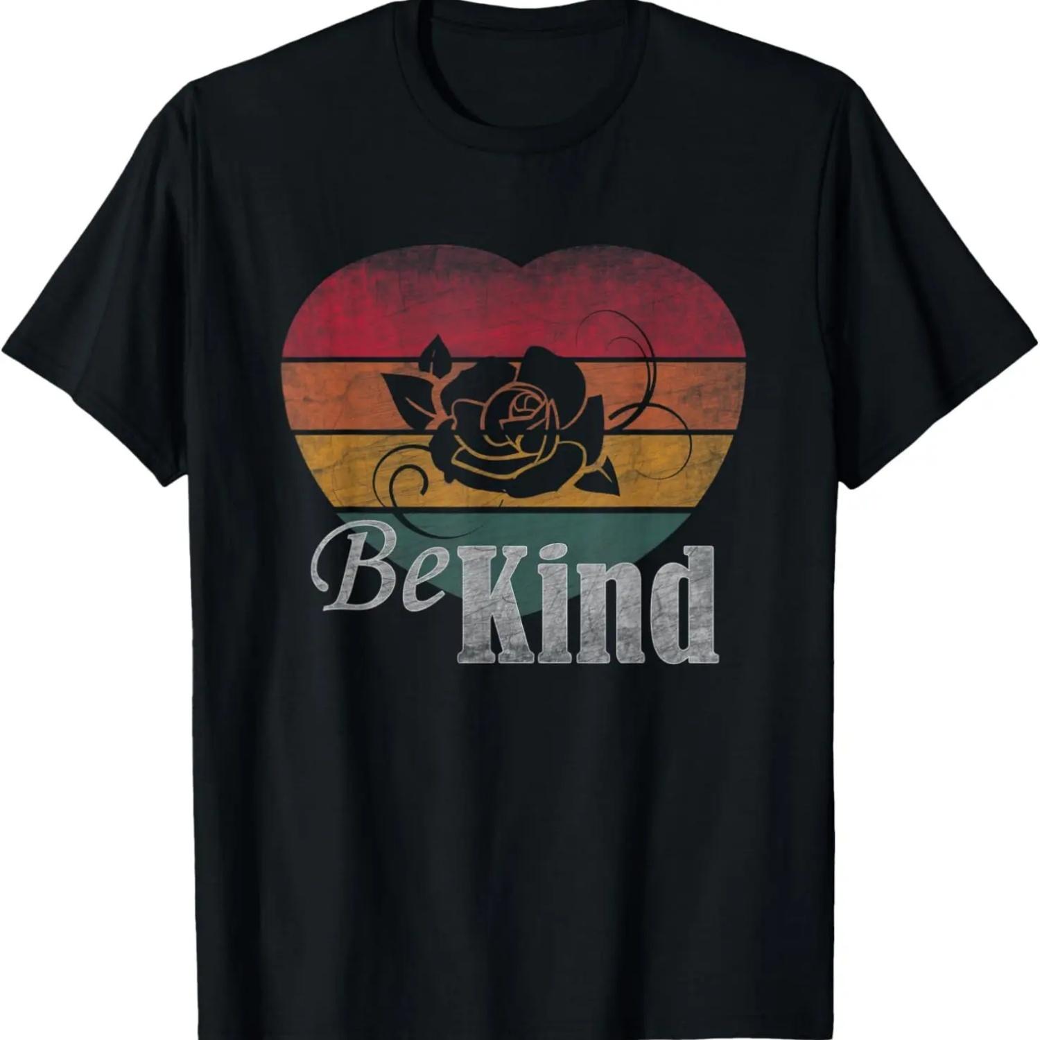 Be Kind Heart Rose T-Shirt S чёрный