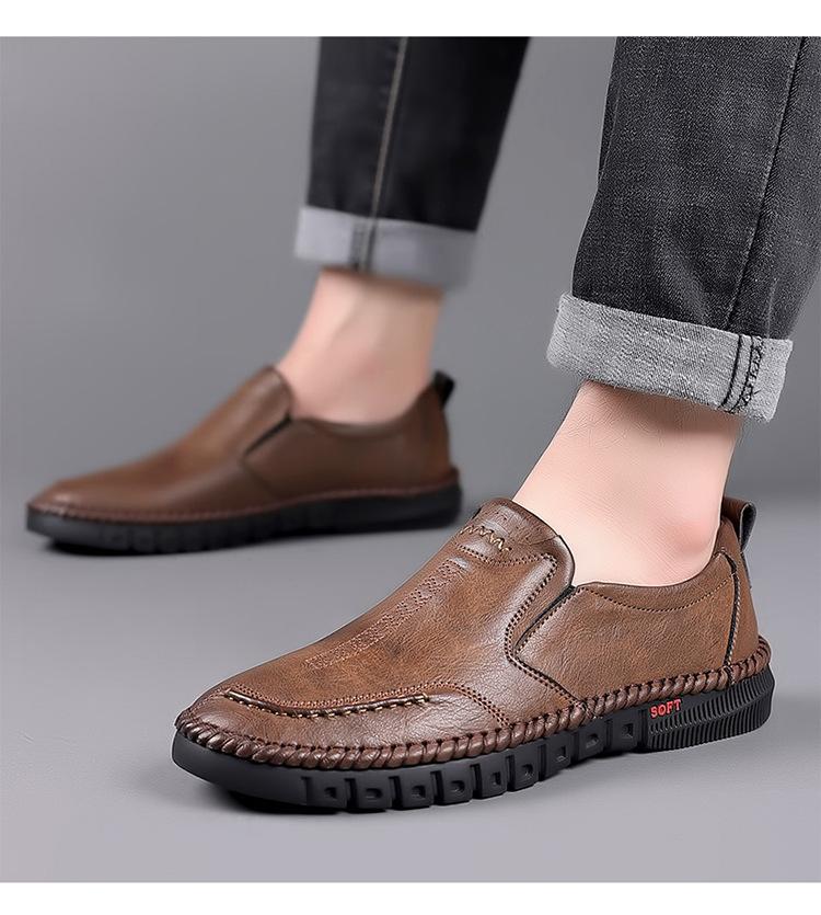 Business Casual Leather Shoes Breathable Soft Soled Men's Low Cut Driving Shoes Loafers