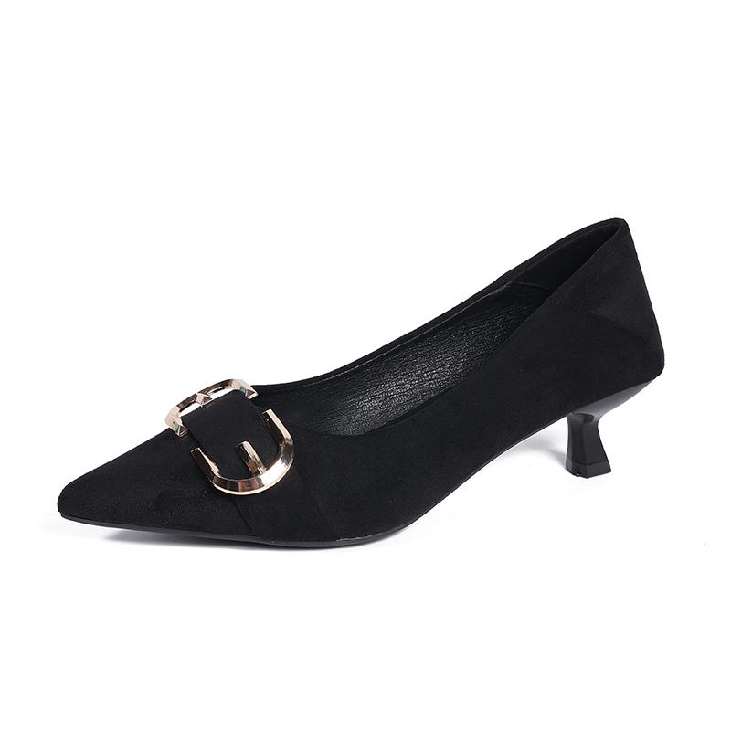 

Retro Temperament Pointed Toe High Heels Autumn and Winter New One-foot Slip-on Shallow Single Shoes Thin Heel Women 35 чёрный