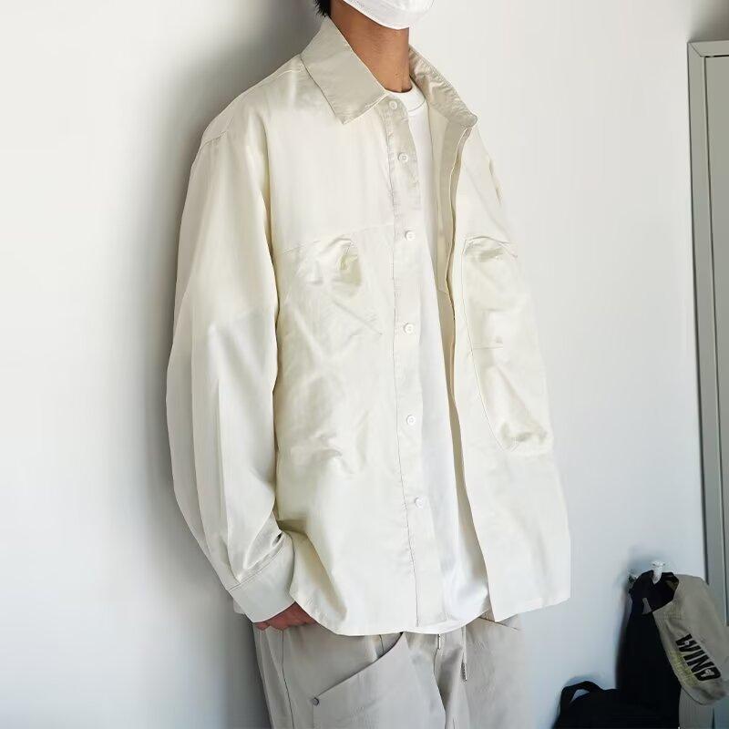 

Рубашка для спецодежды Мужская рубашка в японском стиле в стиле ретро Верхняя одежда Топ Молодежная модная ранняя осень Тонкая свободная повседневная куртка 2XL абрикосовый