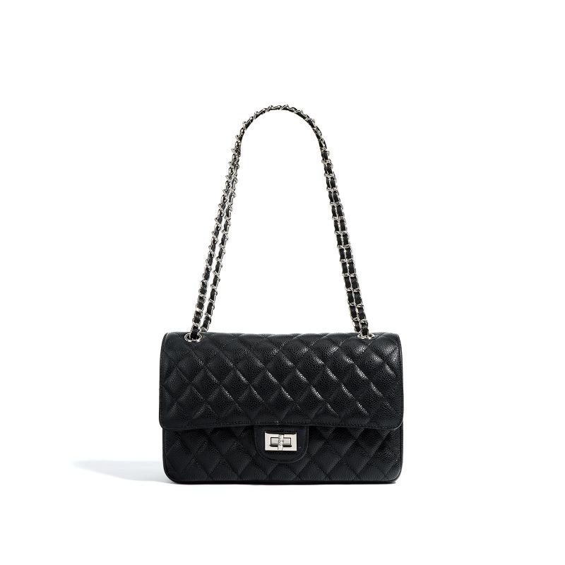 Genuine Leather Rhombus Chain Bag First Layer Cowhide Caviar Pattern Underarm Shoulder Crossbody Women's Bag