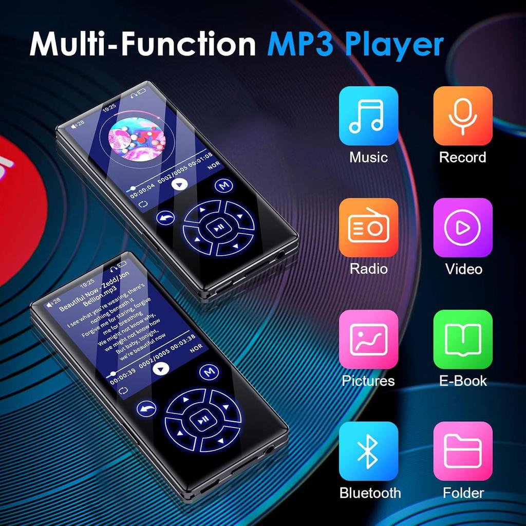 2026 Popular Bluetooth MP3 Player with Touchscreen, Radio, and Hebrew Language Support.