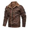 New Lapel Large Size Fur Integrated Men's Jacket Fleece Thickened Stand-up Collar Locomotive Jacket