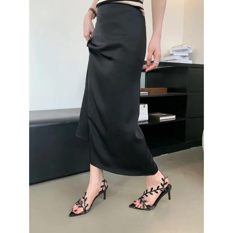 Gladiator Women Sandals Pointed Toe Summer Dress Shoes PVC Jelly Pumps Thin High Heels Sandals Back Strap Stiletto Fashion 35-39