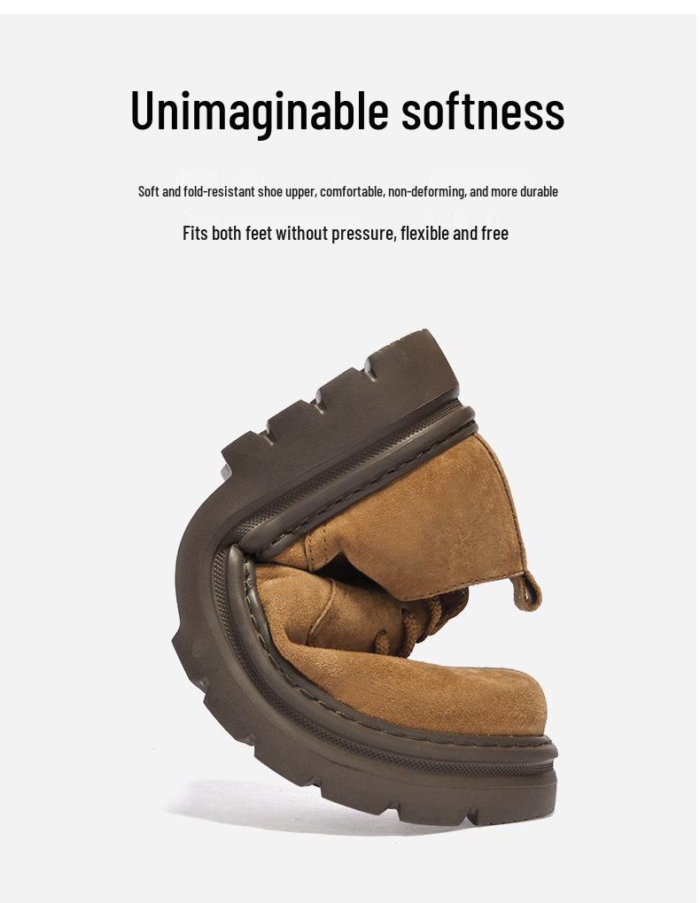Sapatos Masculinos de Cadarço em Couro Respirável: Botas Casuais, Modernas, Que Aumentam a Altura, Resistentes ao Desgaste, com Solado Macio