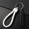Hand Woven Leather Strap Phone Number Keychain Car Key Clip  Car Key Holder Lanyard Keyring