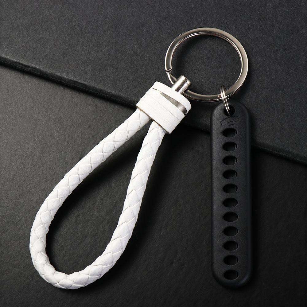 Hand Woven Leather Strap Phone Number Keychain Car Key Clip Car Key Holder Lanyard Keyring