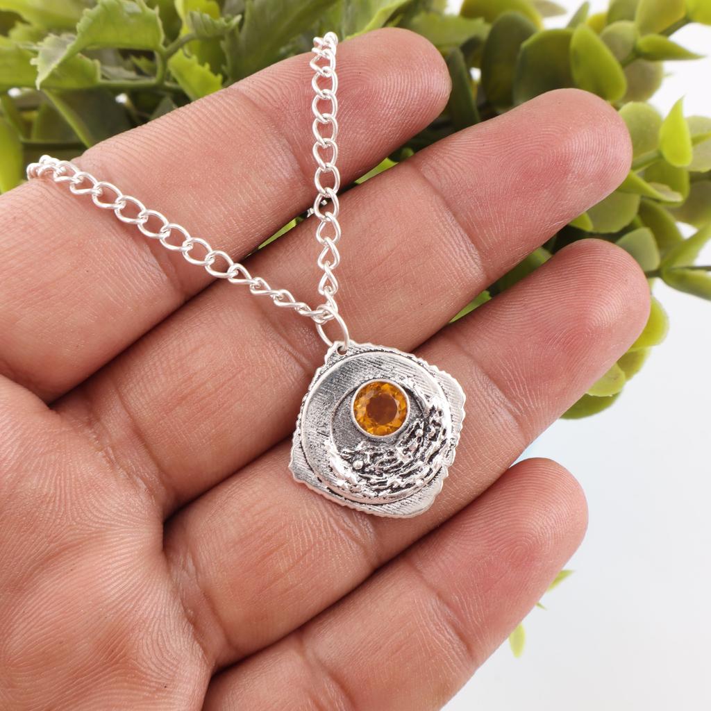 Citrínový přívěsek, šperky z masivního stříbra 925, ručně vyráběný přívěsek, na díkůvzdání